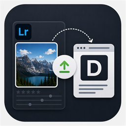 Expolumi Dreamstime Publisher artwork showing a photo, upload arrow, and Dreamstime destination